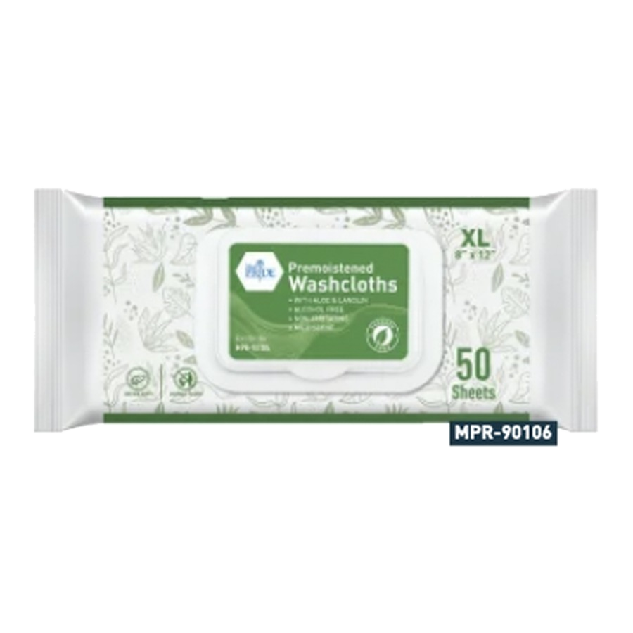 Premoistened Adult Washcloths - 8" x 12"